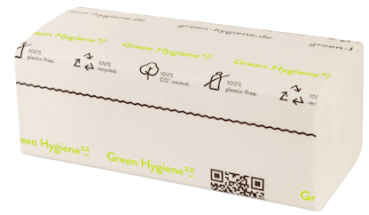 Green Hygiene FRIEDA Falthandtuch – 2-lagig, V-Falz, 25×23 cm, 4 000 Blatt, 100 % Recyclingpapier, CO₂-neutral, plastikfrei – ready4care.de